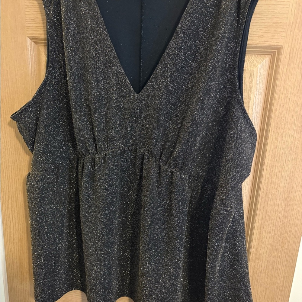 Lane Bryant Shimmering Black and Brown Sleeveless Blouse